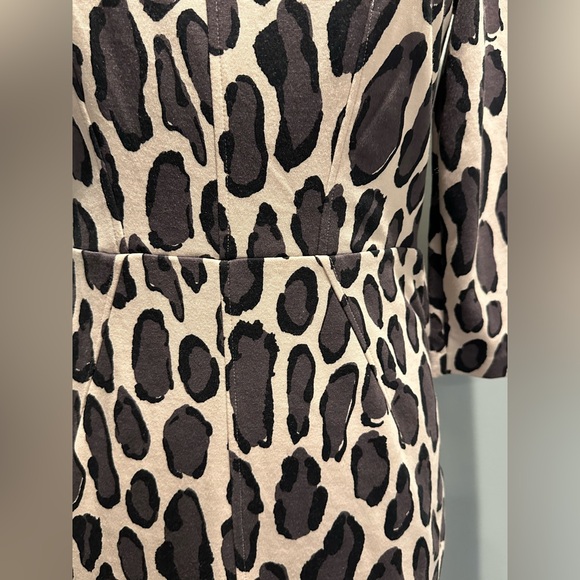 Boden Marisa Leopard print 3/4 sleeve sheath dress size 8 - Picture 3 of 16
